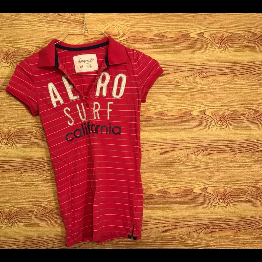 Pink/silver Aeropostale polo shirt size S